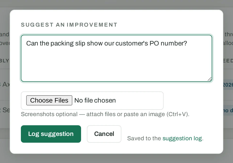 The Suggest dialog, open on any page